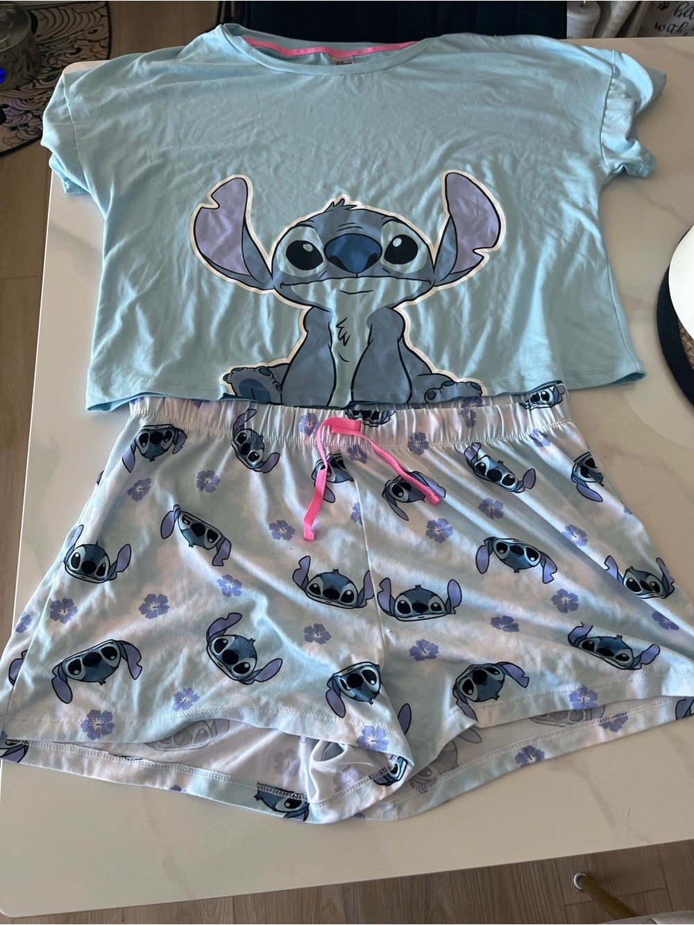 Women Light Blue lilo Stitch Print Pajama Set - Disney
